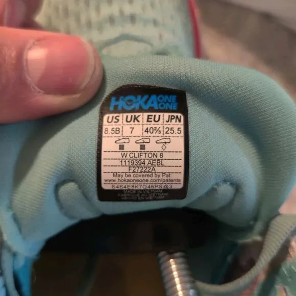 Size 8.5 B Hoka One One Clifton 8 Aquarelle Womens Bondi Comfort ( Clean )