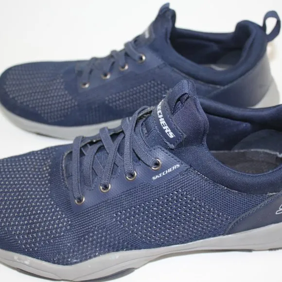 Skechers Larson Norven Mens Navy Blue Gray Sneakers Mesh Mens Shoe Size 10