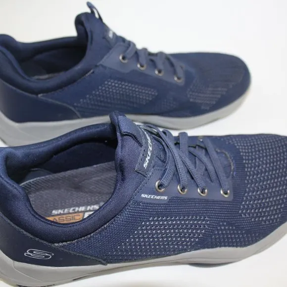 Skechers Larson Norven Mens Navy Blue Gray Sneakers Mesh Mens Shoe Size 10