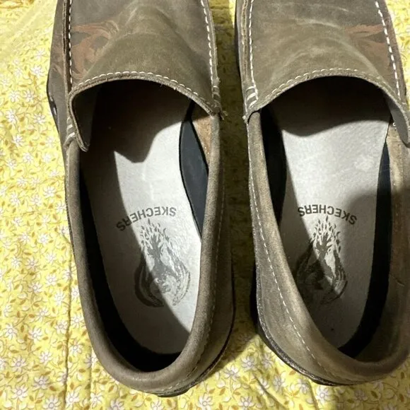 Skechers Men Shoes Brown Slip On Shoes 02-2 Leather Driving Phoenix SZ 9.5 M