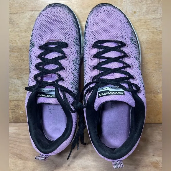 Skechers Skech Knit Womens Size 7 Training Shoes Sneakers Lavender Black 11877
