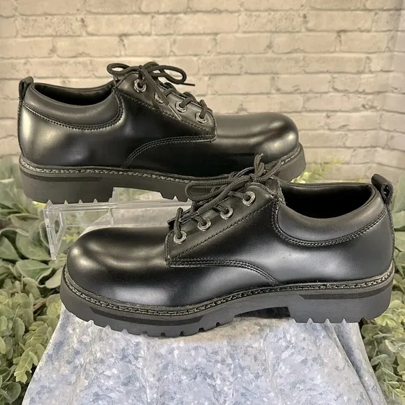 Skechers “Tom Cat” Black Leather Casual Utility Smooth Oxfords Men’s 11M🖤NWOT
