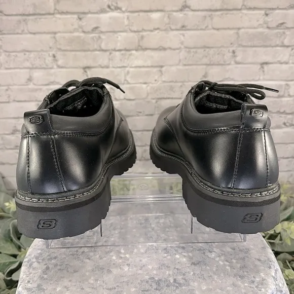 Skechers “Tom Cat” Black Leather Casual Utility Smooth Oxfords Men’s 11M🖤NWOT