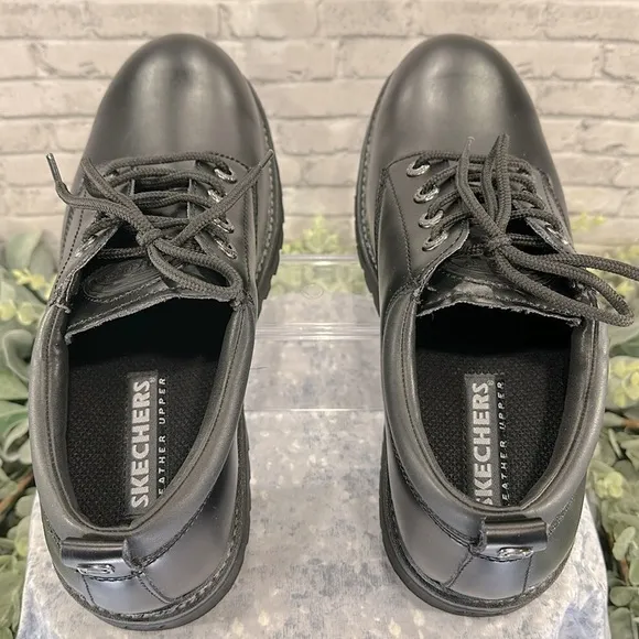 Skechers “Tom Cat” Black Leather Casual Utility Smooth Oxfords Men’s 11M🖤NWOT