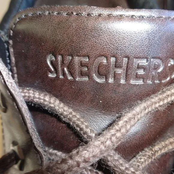 Sketchers Men's Alley Cat shoes size 13, dark brown leather,  lace up, flawless