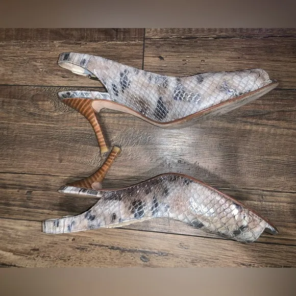 Snakeskin Slingback Heels stuart Weitzman formal peep toe cream spring cocktail