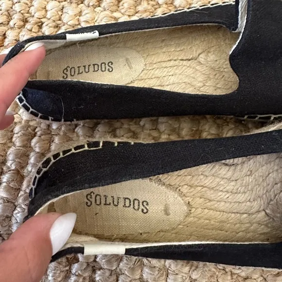 Soludos Smoking Slipper Black Espadrilles Slip On Shoes Women's Size US 9