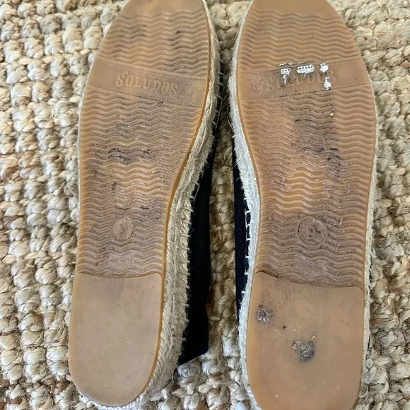 Soludos Smoking Slipper Black Espadrilles Slip On Shoes Women's Size US 9