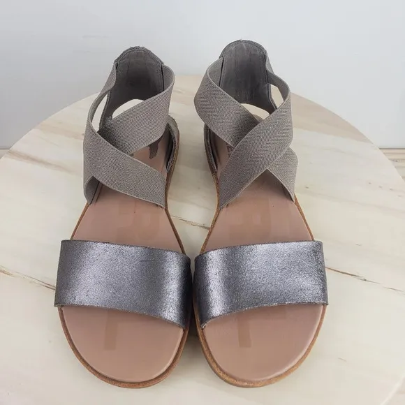 Sorel Ella II Sandal Size 7.5 Ash Brown Metallic Flat Strappy Stretch Coastal