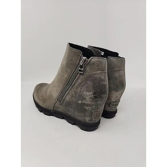 Sorel Joan Of Artic Wedge III Womens Boots Size 8 Gray Booties Zip Waterproof