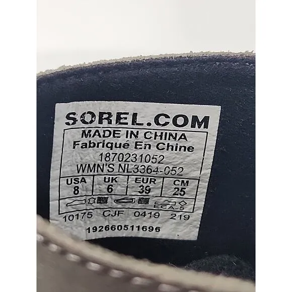 Sorel Joan Of Artic Wedge III Womens Boots Size 8 Gray Booties Zip Waterproof