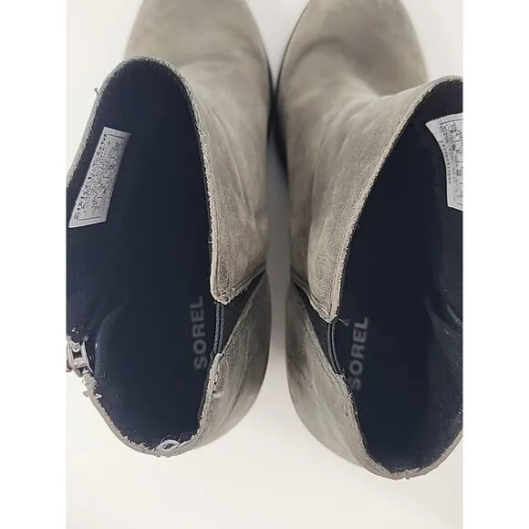 Sorel Joan Of Artic Wedge III Womens Boots Size 8 Gray Booties Zip Waterproof