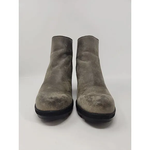 Sorel Joan Of Artic Wedge III Womens Boots Size 8 Gray Booties Zip Waterproof