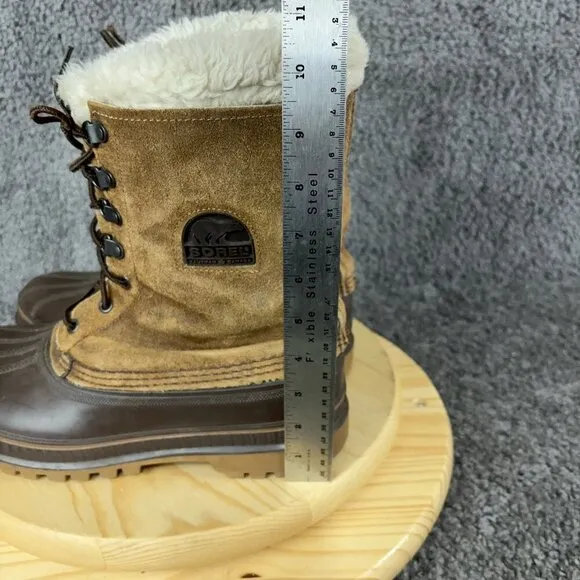 Sorel Kaufman Caribou Boots Mens 9 Brown Waterproof Wool Blend Lined Made in USA
