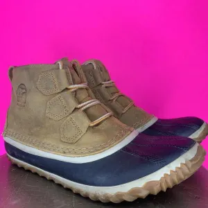 Sorel Out N About Waterproof Tan Leather Lace-Up Duck Boot Sz 8