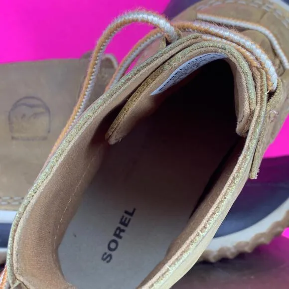 Sorel Out N About Waterproof Tan Leather Lace-Up Duck Boot Sz 8