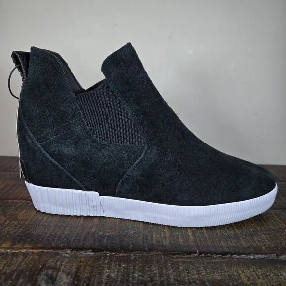Sorel Out 'N About Wedge Womens Size 8.5 Waterproof Suede Boots Black White