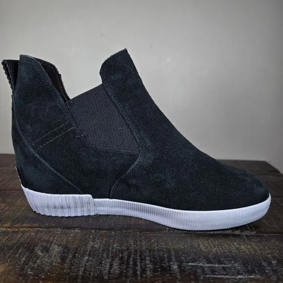 Sorel Out 'N About Wedge Womens Size 8.5 Waterproof Suede Boots Black White