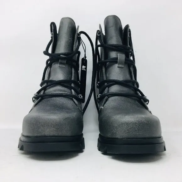 Sorel Women's Joan of Artic Wedge III Grey Lug Sole Lace Boots 6.5 B - Medium