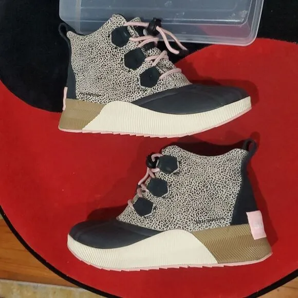 Sorel Out and About Kids' Stylish Platform Boots in Rare Pattern