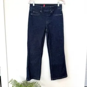 SPANX Denim Straight Leg Jeans Dark Wash Medium Pull-On Stretch Cropped M