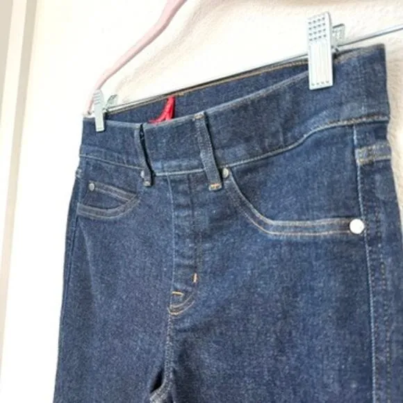 SPANX Denim Straight Leg Jeans Dark Wash Medium Pull-On Stretch Cropped M