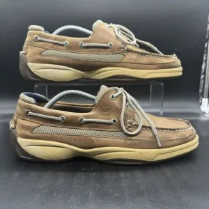 Sperry 2 Eye Leather Boat Shoes 0777347 Mens Size 11M Lace Up Leather Casual GUC