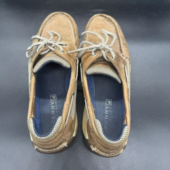 Sperry 2 Eye Leather Boat Shoes 0777347 Mens Size 11M Lace Up Leather Casual GUC