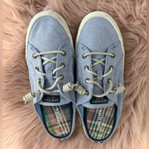 Sperry Blue Moccasins with Relaxed Design and Plaid Lining