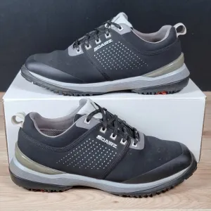 Sqairz Golf Shoes Mens Size 9 Black Gray Soft Spike Waterproof Square Toe