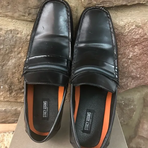 Stacy Adams Black Slip-On Loafers-Size 10 1/2- VERY NICE! Like New!