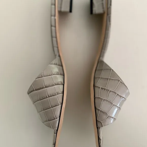 STAUD Gray Mules with Square Toe Design