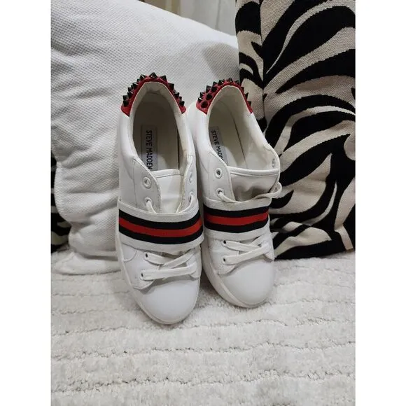 Steve Madden Becks White Multi Embellished Studded Sneakers