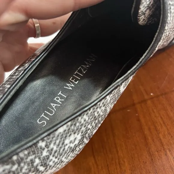 STUART WEITZMAN Animal Print Pointed Toe Chunky Heel Oxford 9.5M Shoes Lace Up