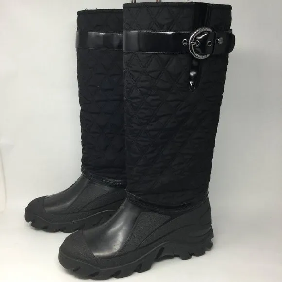 Stuart Weitzman Black Rain Boots Nylon Rubber L