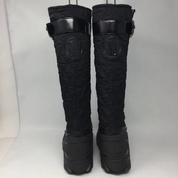Stuart Weitzman Black Rain Boots Nylon Rubber L