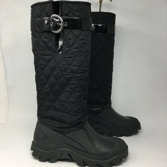 Stuart Weitzman Black Rain Boots Nylon Rubber L