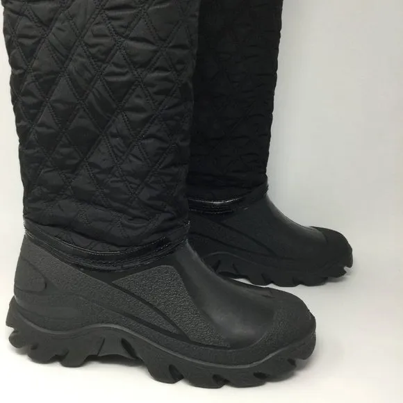 Stuart Weitzman Black Rain Boots Nylon Rubber L