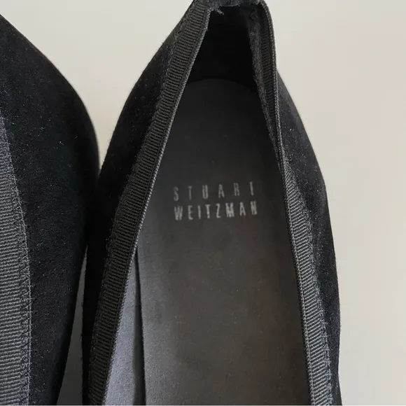 Stuart Weitzman Black Suede Bow Wedge Pumps Size 6.5