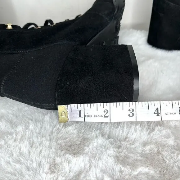 Stuart Weitzman Boots Women’s 5 Savannah Black Suede Leather Lace Up NWT