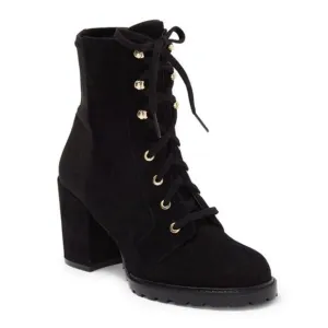 Stuart Weitzman Boots Women’s 5 Savannah Black Suede Leather Lace Up NWT