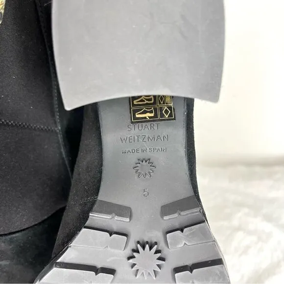 Stuart Weitzman Boots Women’s 5 Savannah Black Suede Leather Lace Up NWT