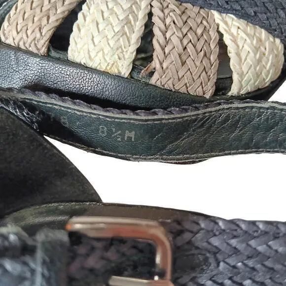 STUART WEITZMAN Cone‎ Heels Artsy Pumps Shoes Size 8.5 Raffia Rattan Straw