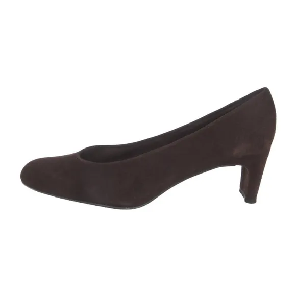 Stuart Weitzman Dark Brown Leather Suede Almond Toe Pumps