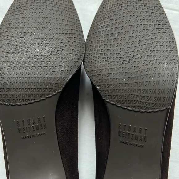 Stuart Weitzman Dark Brown Leather Suede Almond Toe Pumps