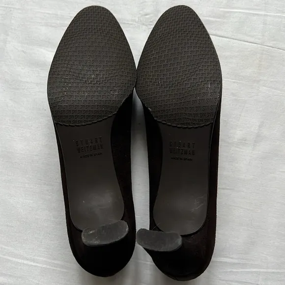 Stuart Weitzman Dark Brown Leather Suede Almond Toe Pumps