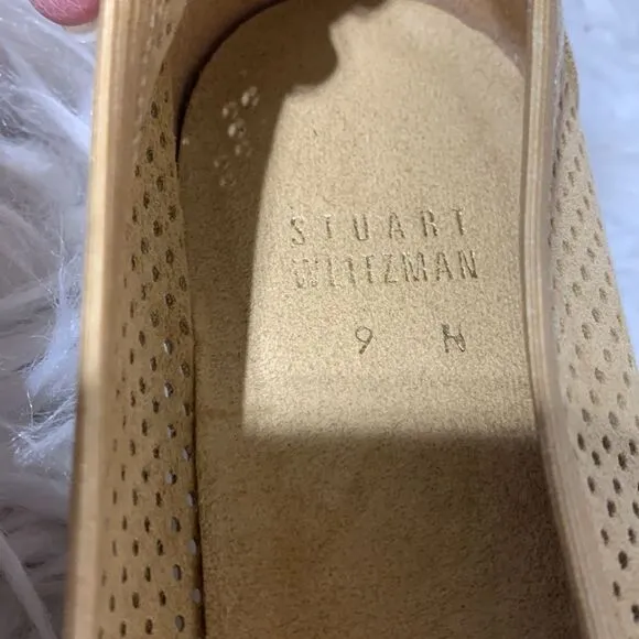 STUART Weitzman suede shoes perforated bow detail women’s size 9N