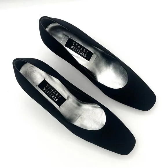 Stuart Weitzman Vtg Fabric Pumps 90’s Block Heels Y2K Classic Old Money Sz 8