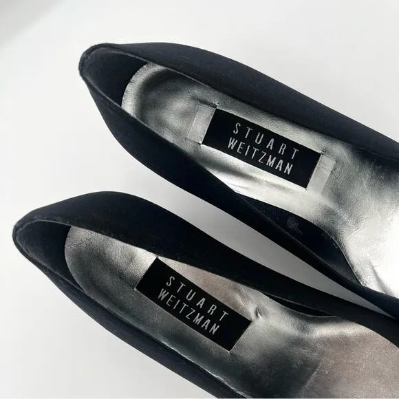 Stuart Weitzman Vtg Fabric Pumps 90’s Block Heels Y2K Classic Old Money Sz 8