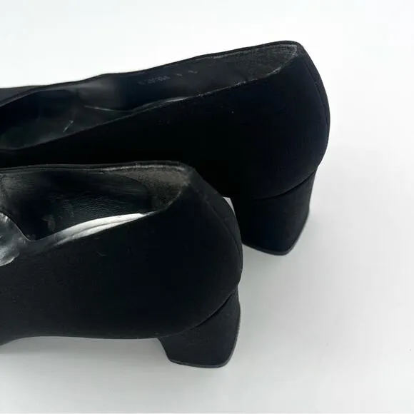 Stuart Weitzman Vtg Fabric Pumps 90’s Block Heels Y2K Classic Old Money Sz 8